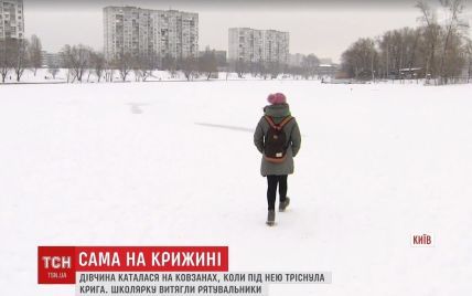 Рятувальники зняли дівчинку з надзвичайно тонкої криги на озері в Києві