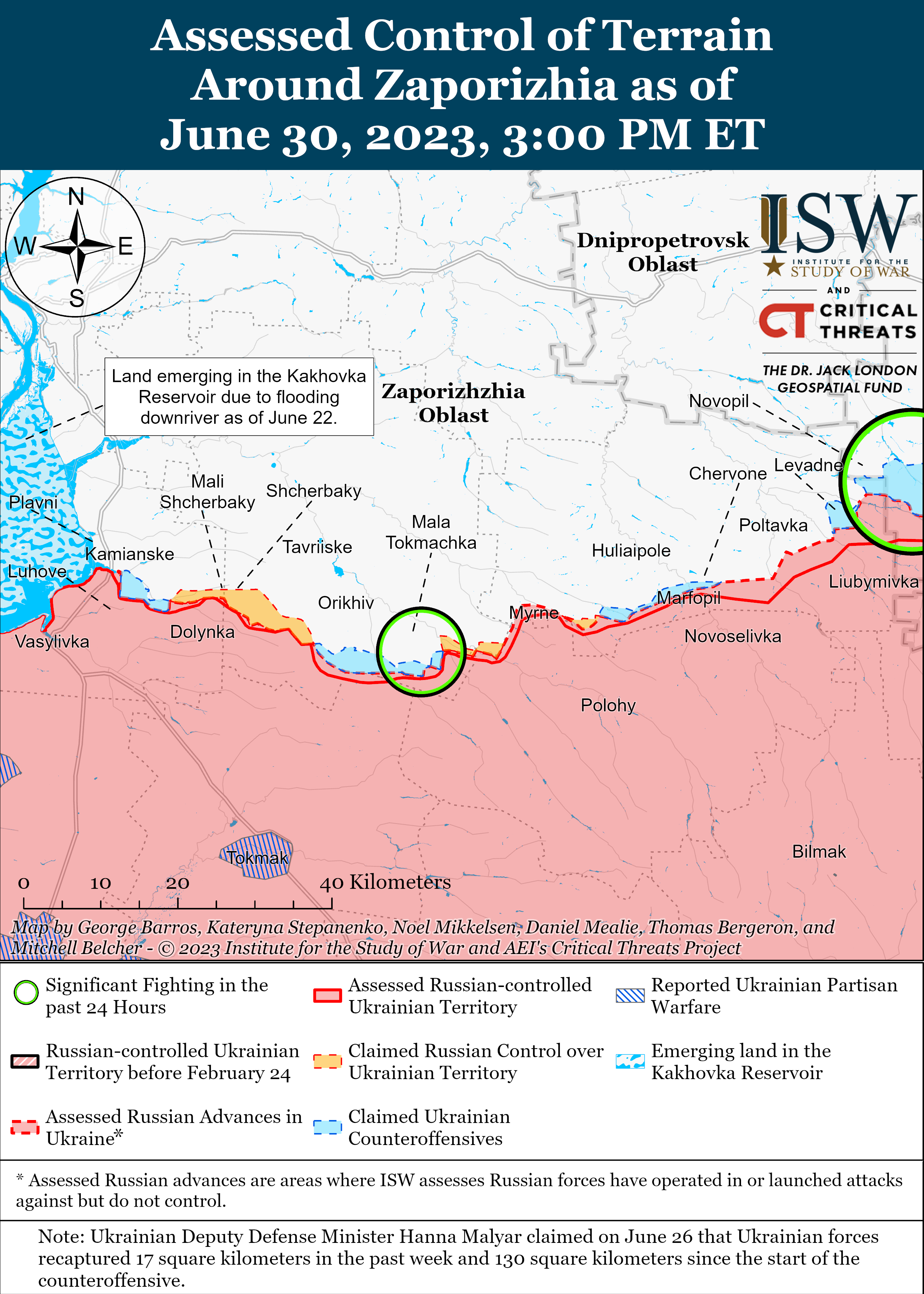 Ситуація в Запорізькій області. Карта боїв ISW. / © 