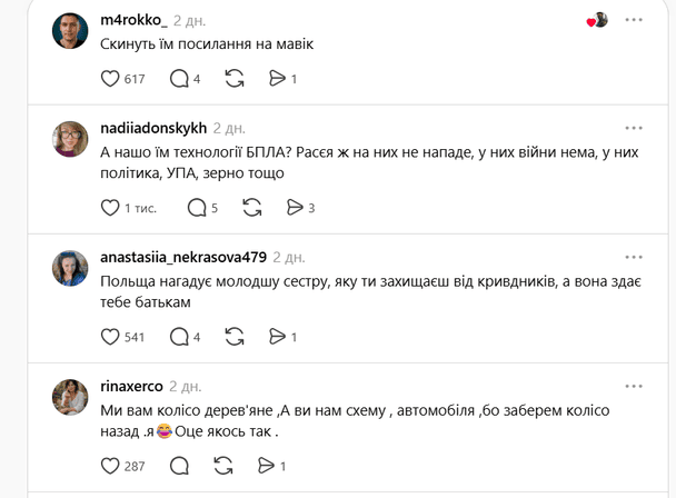 Реакція укранців у Threads / © скриншот