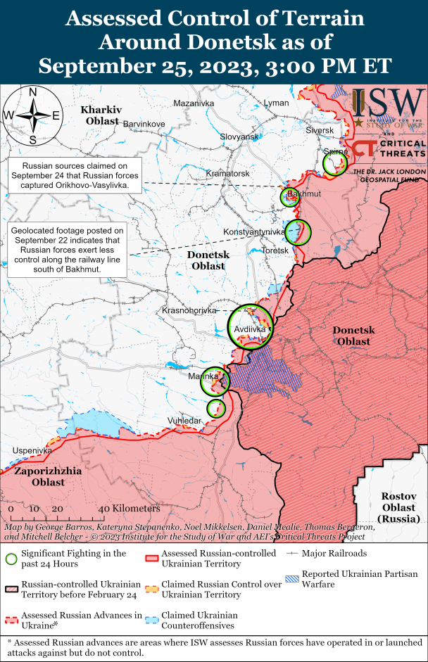 Карта боїв ISW. Донецька область.