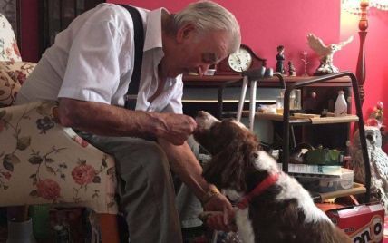 Юзеров тронуло видео, на котором человек пожилого возраста начинает плакать от подаренной ему собаки