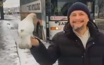 Священнику, який евакуює людей з Харкова, на руку сів білий голуб: відео