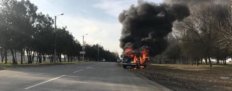 В Одесской области дотла сгорела полицейская машина
