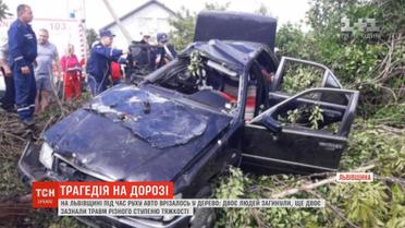 Моторошна аварія на Львівщині: легковик на швидкості влетів у дерево
