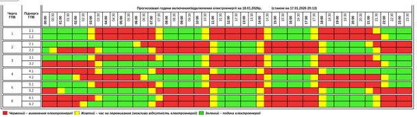 График отключения света на Тернопольщине 18 января