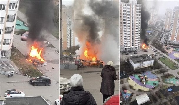 Кадри з місця вибуху авто в Новій Москві 1 грудня / © російські телеграм-канали