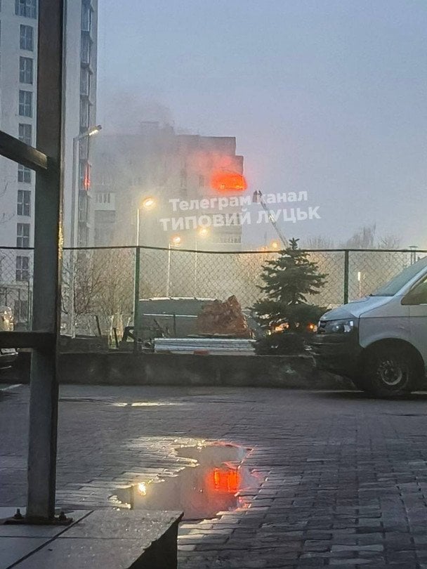 Наслідки атаки на Луцьк. Фото: Телеграм-канал Вечірній Луцьк