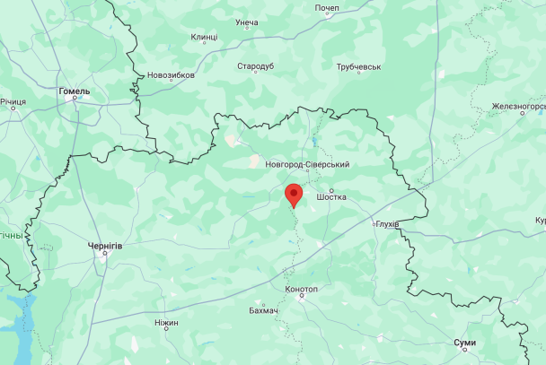 Село Тиманівка Сумської області на мапі/ Фото: скриншот / ©