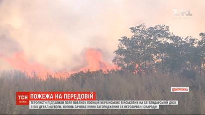 Терористи підпалили поле поблизу українських позицій на Світлодарській дузі