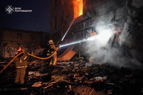 У місті Полтава та Полтавському районі внаслідок ворожих ударів зафіксовані пошкодження будинків. / © Управління ДСНС у Полтавській області