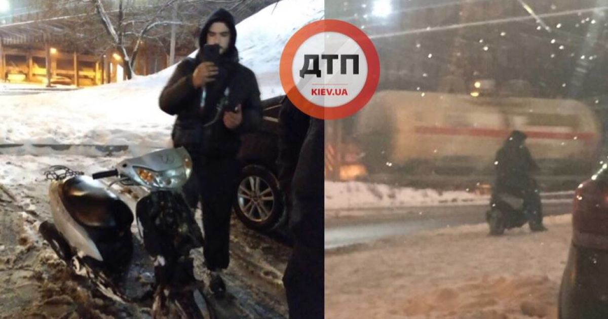Автоха в столице: в Киеве задержали пьяного парня на скутере