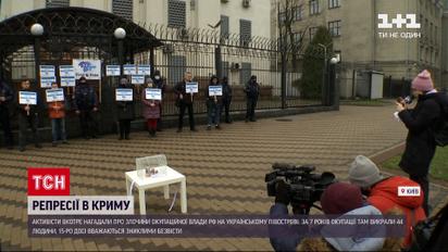 "КримSOS": біля посольства Росії у Києві зібралися протестувальники