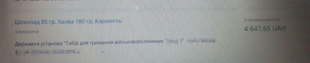 Тендер по закупівлі карамельок. Скріншот з сайта prozorro.gov.ua / © 