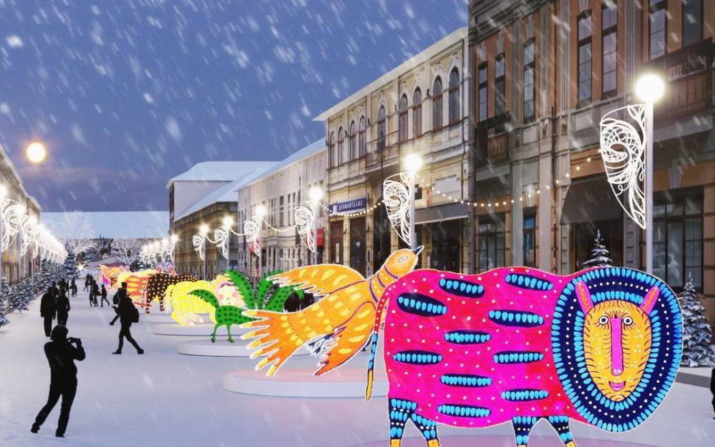 Проект різдявяно-новорічного містечка на Контрактовій площі в Києві / © Folk Ukraine / Facebook