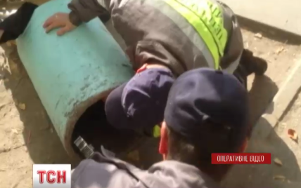 В Киеве первоклассника пришлось вырезать из бака для мусора