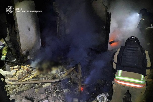 Fire in Dnipropetrovsk region following a Russian attack overnight on January 21
