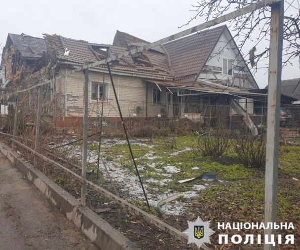 Наслідки атаки ворожих безпілотників по Київській області / Фото: Поліція Київської області