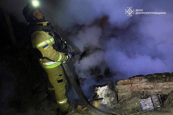Fire in Dnipropetrovsk region following a Russian attack overnight on January 21
