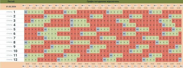 График отключения света в Черновицкой области 1 февраля