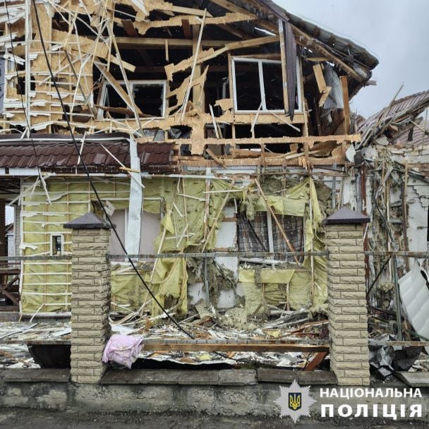 Наслідки атаки ворожих безпілотників по Київській області / Фото: Поліція Київської області