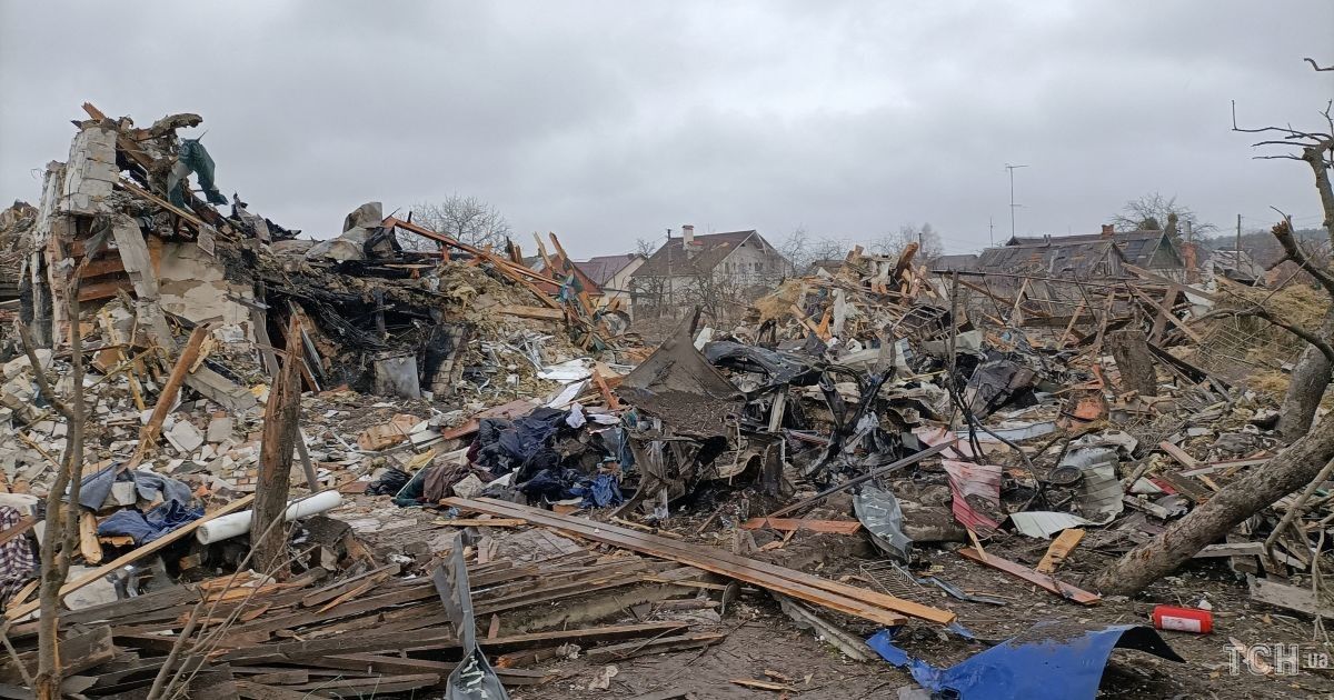 This picture shows rubble in Zhytomyr