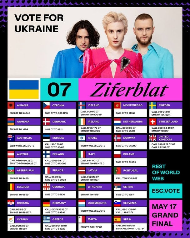 Як проголосувати за Ziferblat у фіналі Євробачення-2025 / © instagram.com/suspilne.eurovision