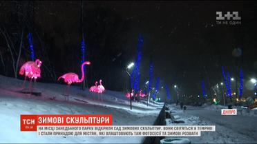 Клумба кульбабок та галявина фламінго: у Дніпрі відкрили зимовий парк квітів