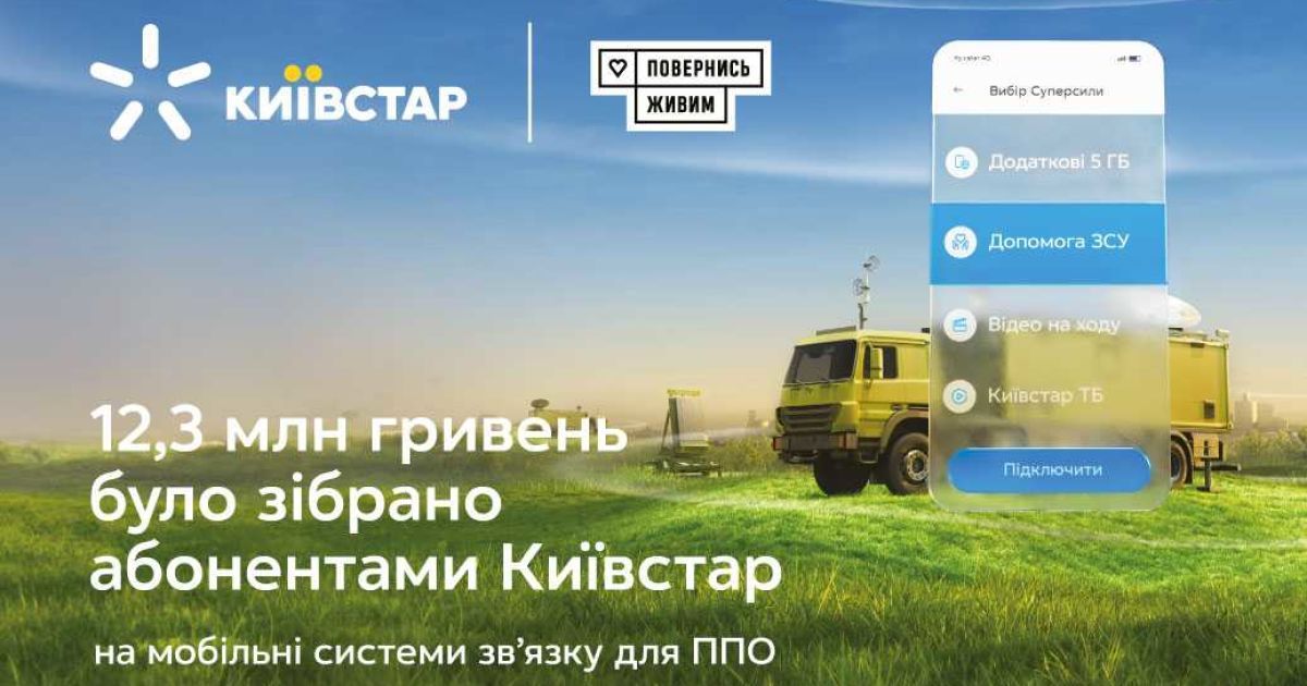 Київстар і фонд "Повернись живим" зібрали 12 мільйонів гривень для Повітряного командування "Південь"