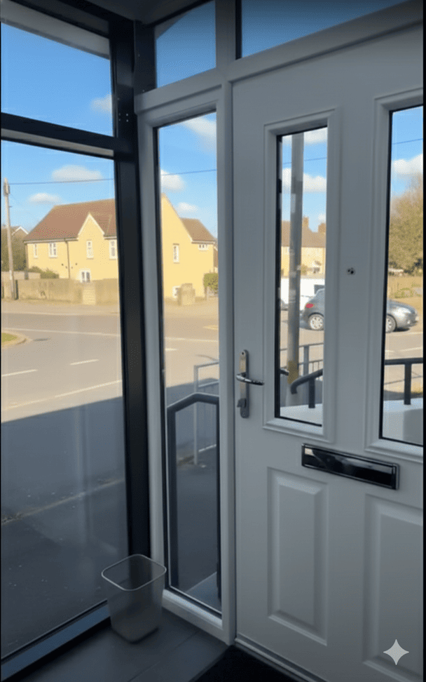 Безпечні двері з вічком встановили у будинку зі скляними стінами / © скриншот з відео