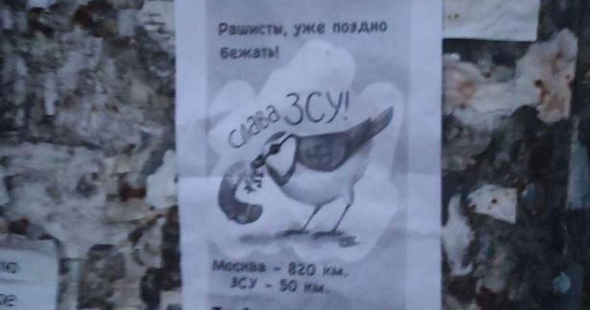 "Москва - 820 км, ЗСУ - 50 км": вулиці Троїцького всіяні "вітальними" листівками для окупантів (фото)