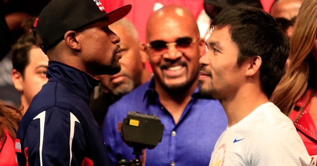 Взвешивание перед боем Мейвезер - Пакьяо / © boxingscene.com