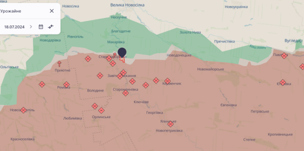 Урожайне на карті / © Deepstatemap