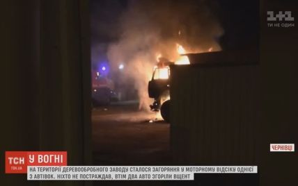 В Черновцах сгорели две фуры на деревообрабатывающем заводе