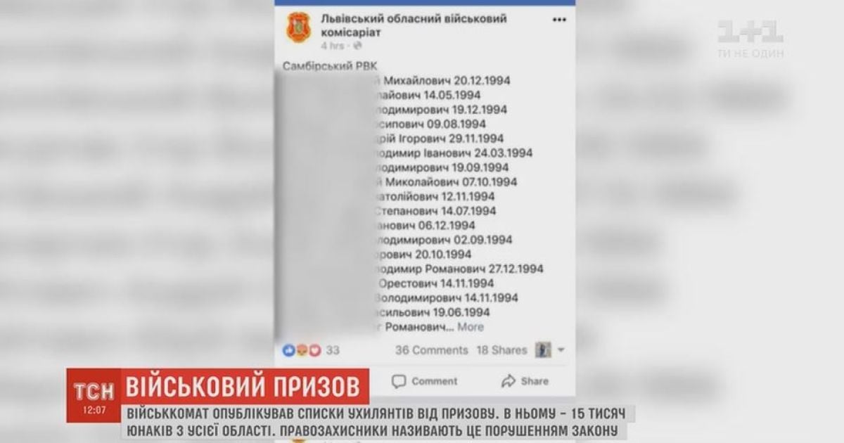 Львовский комиссариат обещает восстановить скандальный список уклонистов от призыва