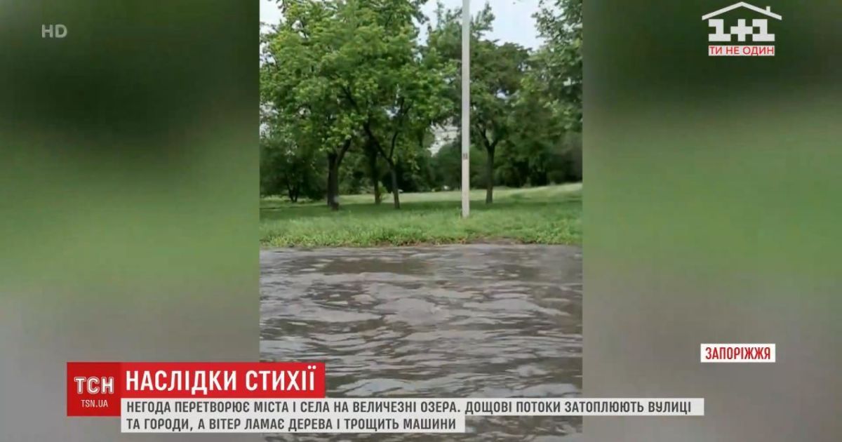 В Украине продолжается непогода: повалены деревья, разрушены автомобили и затоплены улицы и огороды