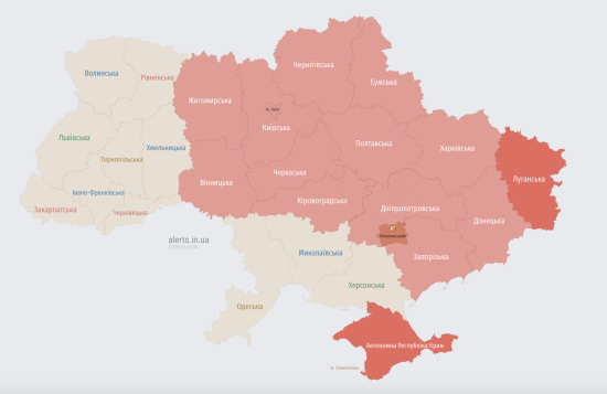 По Украине распространяется воздушная тревога из-за угрозы крылатых ракет