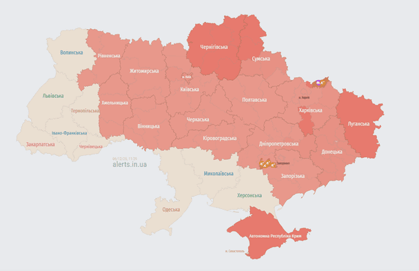 Мапа повітряних тривог / © alerts.in.ua