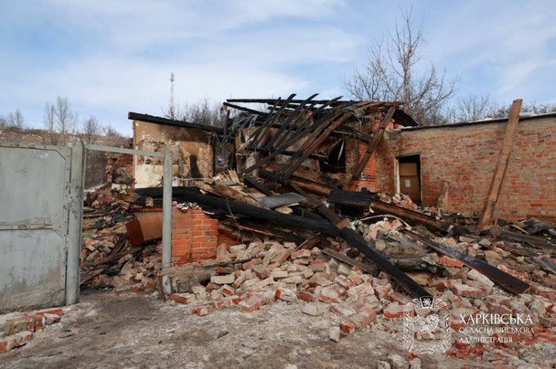 В ніч проти 11 лютого російська армія атакувала ударним безпілотником приватний сектор міста Богодухів. / © Харківська ОДА