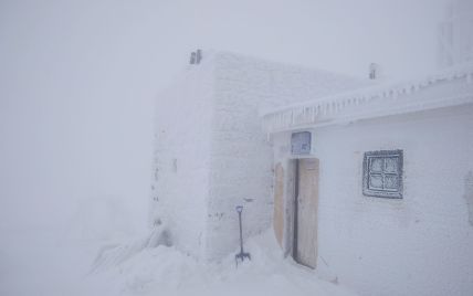 Все белое от снега: на вершинах Карпат метель и ударил 12-градусный мороз (фото)