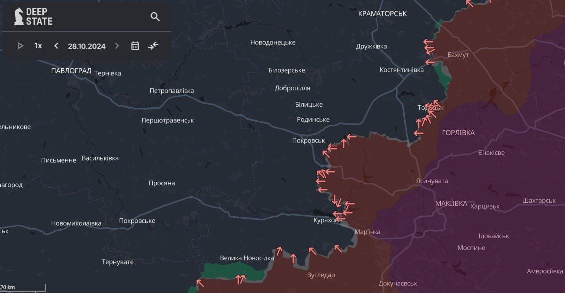 Мапа просування росіян на сході / © 