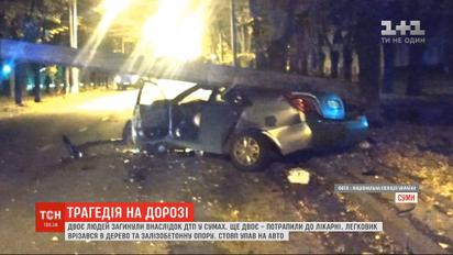 В Сумах на машину упал столб: двое человек погибли, еще двое - в больнице