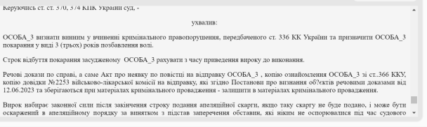 Вирок суду / © Єдиний державний реєстр судових рішень
