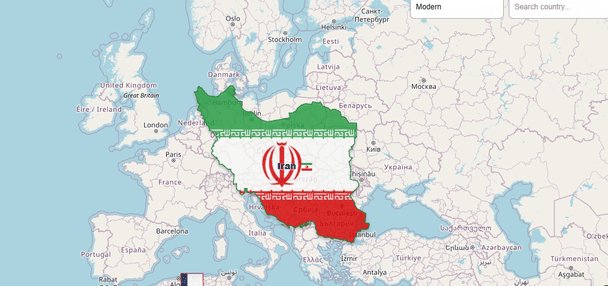 Площа Ірану порівняно з Європою