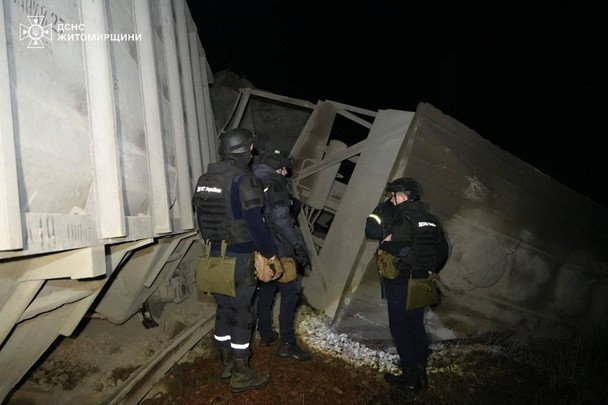 The train was attacked by a drone.