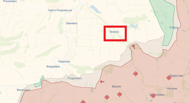 Росіяни просунулися біля Виїмки.  Мапа DeepState.