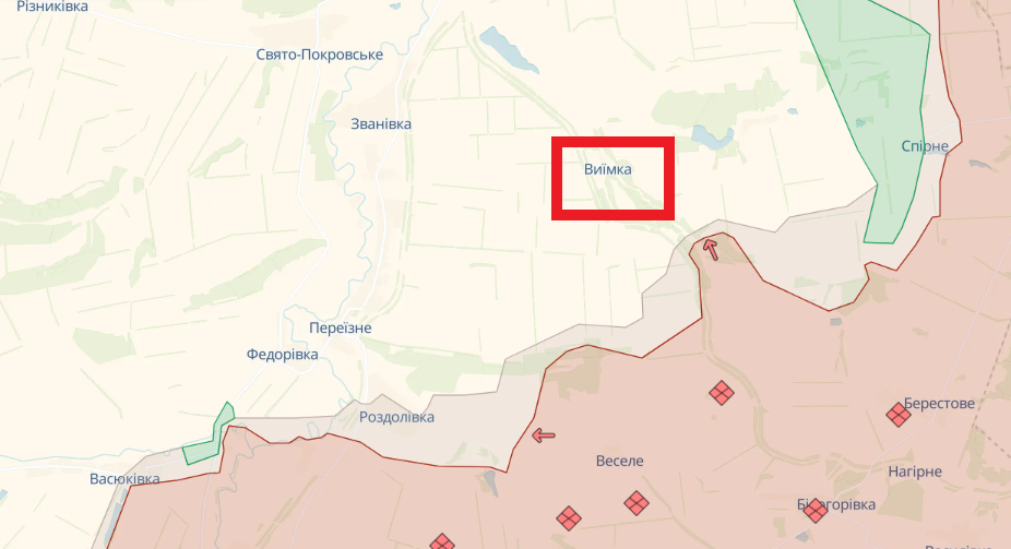 I russi avanzarono vicino a Vyimka. Mappa DeepState. /©
