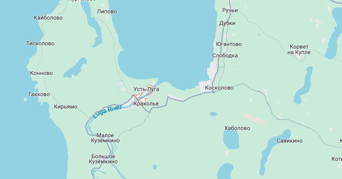Селище Усть-Луга на мапі