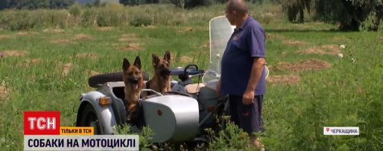 Житель Черкащини став відомим у Мережі завдяки тому, що їздить на мотоциклі разом зі своїми собаками