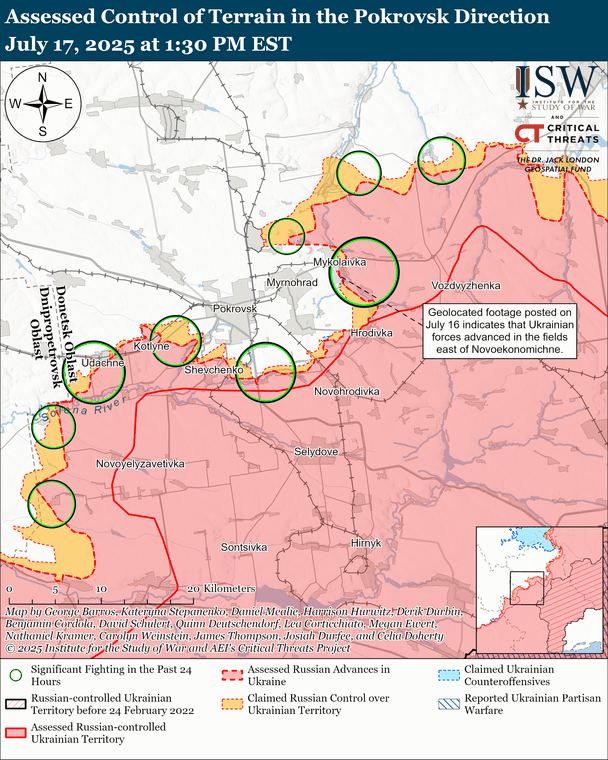 Ситуація біля Покровська на Донеччині. Мапа ISW.