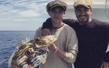 Отцы и дети: Дэвид Бекхэм сходил на рыбалку с сыном